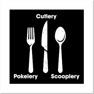 Funny Kitchen Pokelery, Scooplery, Cutlery Utensils Meme Posters and Art